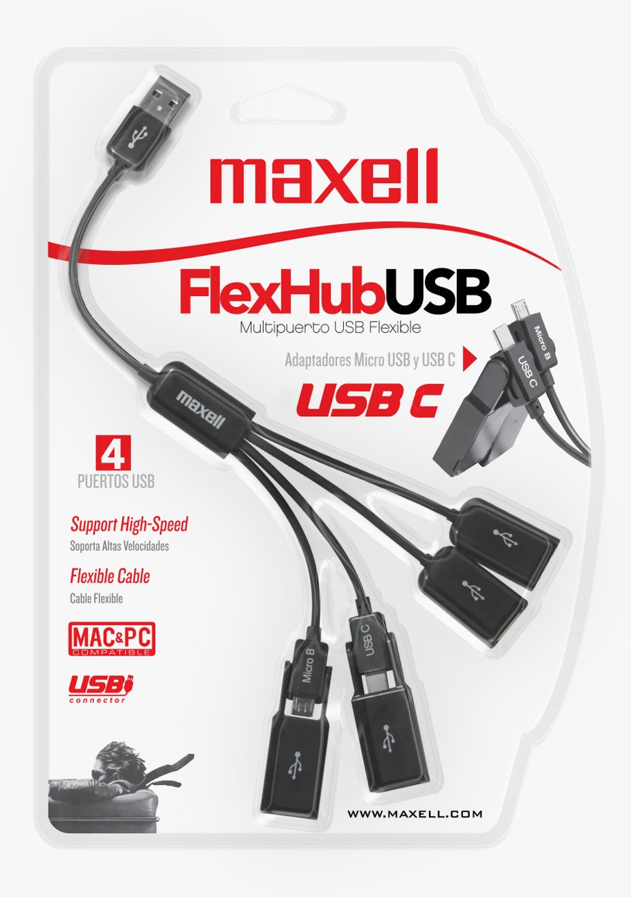Maxell HUB FLEX USB TO 2 USB, MICRO B & USB - C