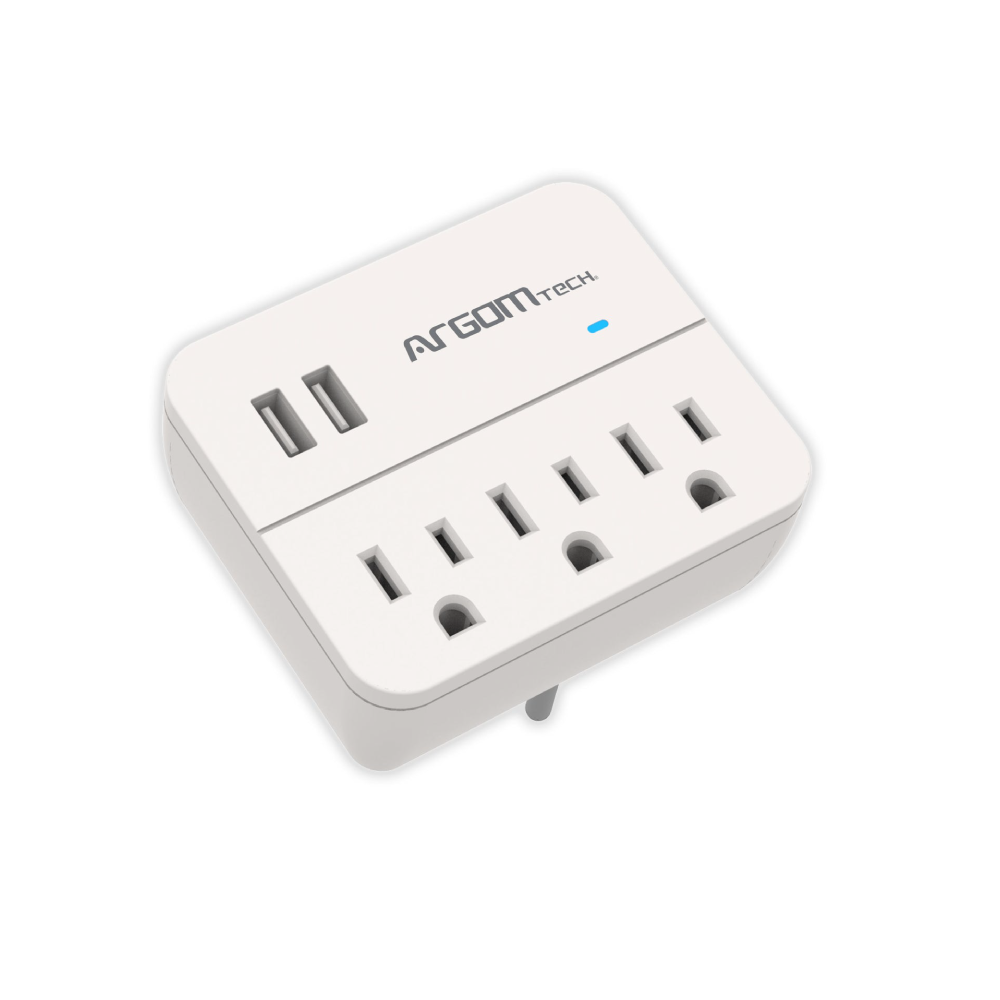 ARGOM POWER OUTLET, 3 OUTLETS & 2-USB PORTS, WHITE.
